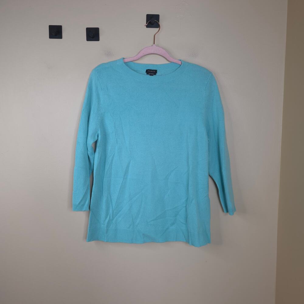 Talbots 100% Cashmere Crewneck Pull On Sweater in Blue Size XL